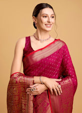 Looking Like a Blissful in a Pink Saree